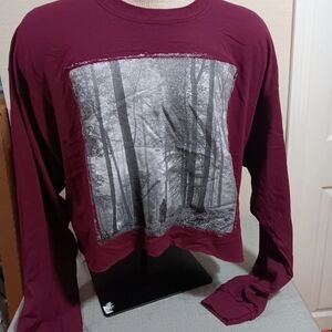 Taylor Swift Size XXL Folklore Cropped In The Trees Album Long Sleeve Red Shirt